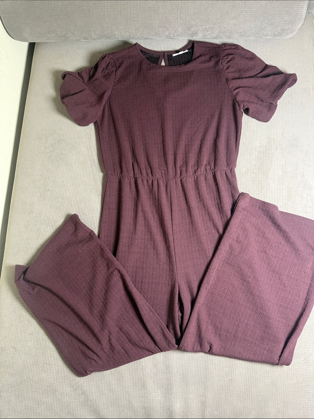 Bubble Sleeve Wide-Leg Jumpsuit in Plum Studio B by BoBeau
